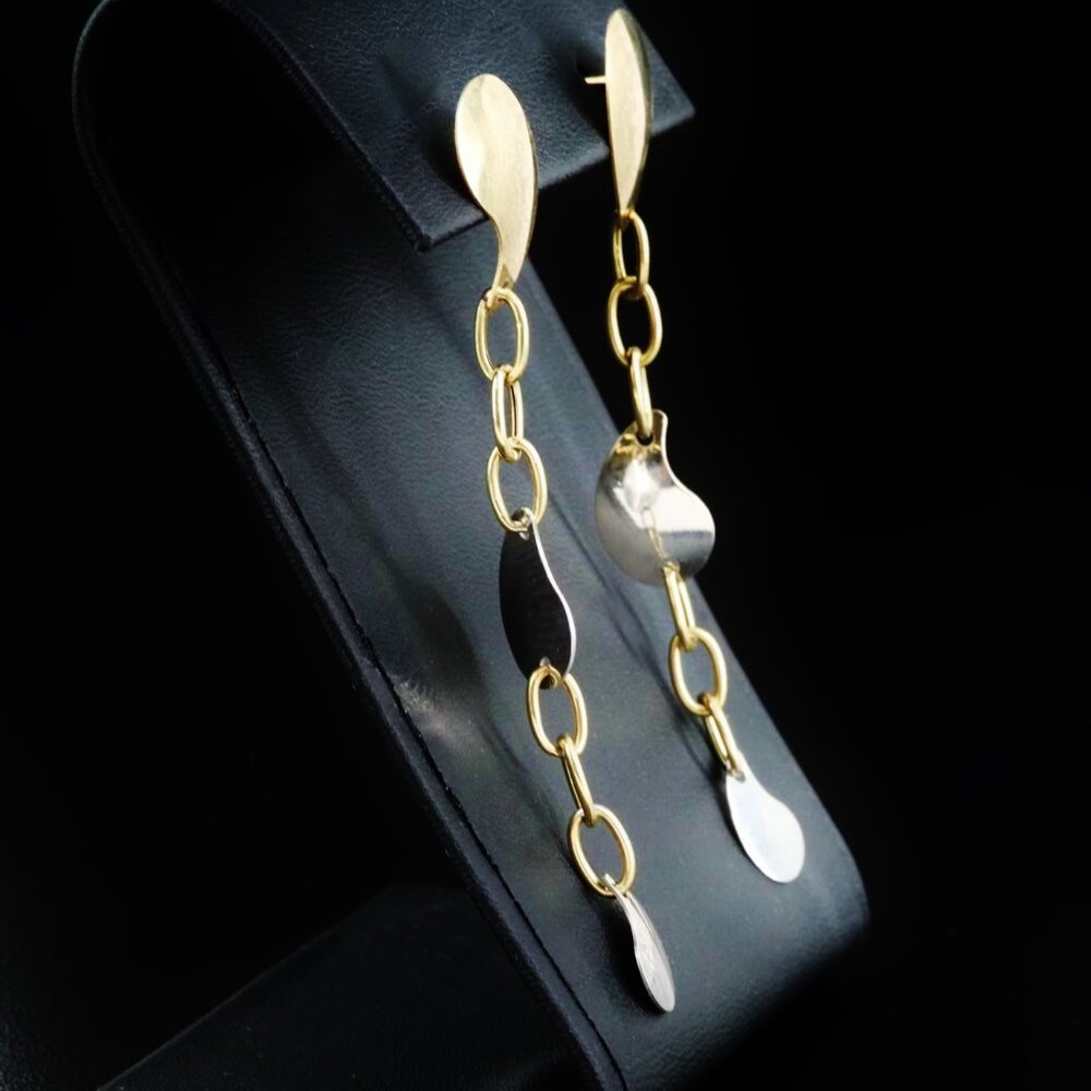 $3950 / NEW / Statement ITALIAN 14K Gold drop Earrings / 3 inches drop Length